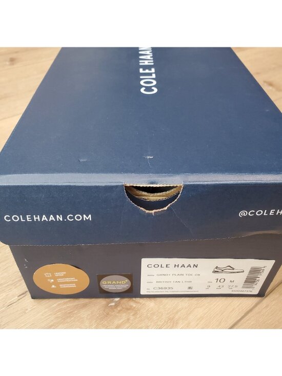 Cole Haan Grand+ Plain Toe Oxford Mens 10 M British Tan Leather Shoes C36935 NEW main image 6